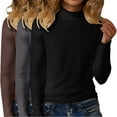 thumbnail image 4 of Comdrip Mock Neck Tops for Women, Womens 3 Pack Long Sleeve Shirts Crew Neck Stretch Fitted Underscrubs Trendy Basic Tops Lightweight Thermal Tee Thermal Long Sleeve Women Red XL, 4 of 5