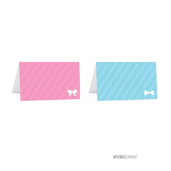 Koyal Wholesale Team Pink & Team Blue Gender Reveal Table Tent Place Cards, 20-Pack