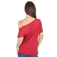 thumbnail image 3 of Women's Solid Cotton Stretchy Sexy Off Shoulder Casual T-Shirt Blouse, 3 of 5