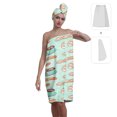 thumbnail image 2 of Colevkie Women's 2 Pieces Shower Skirt Hair Drying Cap Set for Bathroom Travel Sauna Beach Spa Absorbent Soft Adjustable Bath Towel Shower Cap Printed Fashion Elements Pattern, 2 of 8