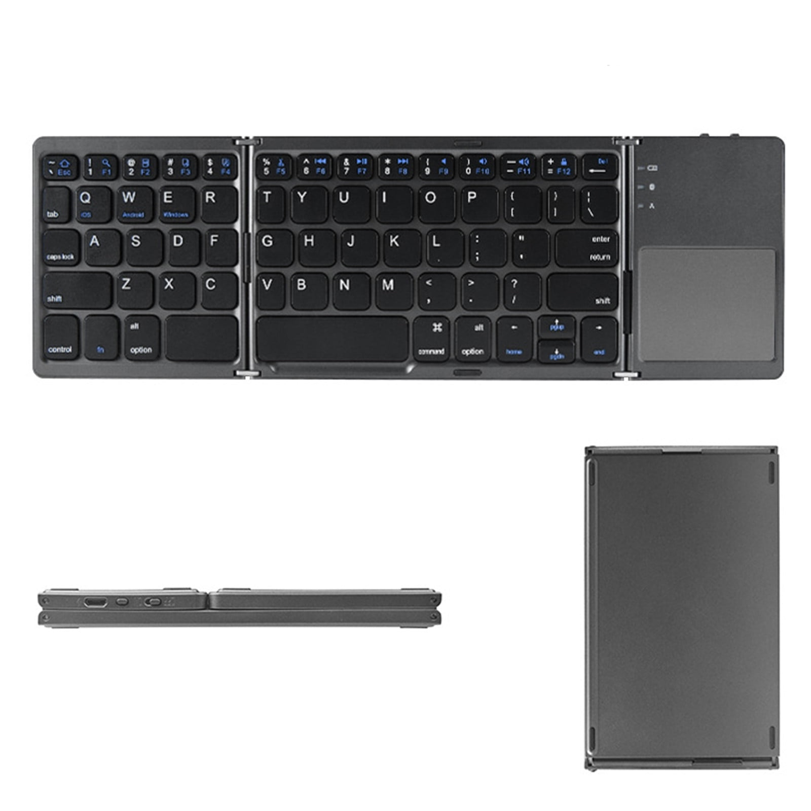 Blasgw Foldable Bluetooth Keyboard Portable BT Wireless Keyboard With Touchpad For Android PC Tablet Black