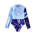 thumbnail image 4 of Yeahdor Kids Girls Long Sleeve Cutout Back Patchwork Ballet Leotard Gymnastics Jumpsuit Blue 8, 4 of 5