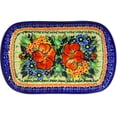thumbnail image 2 of Polish Pottery 8¾-inch Platter with Handles (Bold Poppies Theme) Signature UNIKAT Hand Painted in Boleslawiec, Poland + Certificate of Authenticity, 2 of 6