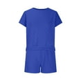 thumbnail image 4 of Women's Short Sleeve Tops Women's two-piece shorts short-sleeved tops casual set of shorts summer sportswear suit sportswear suit Ndbuld Blue 2XL, 4 of 6
