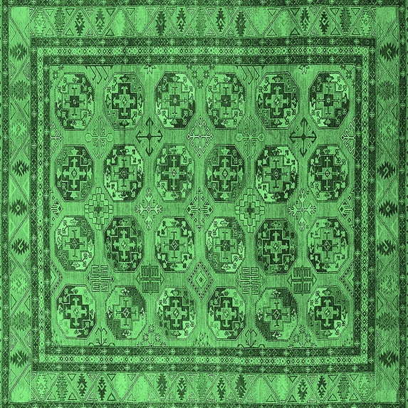 Ahgly Company Indoor Square Oriental Emerald Green Traditional Area Rugs, 6' Square