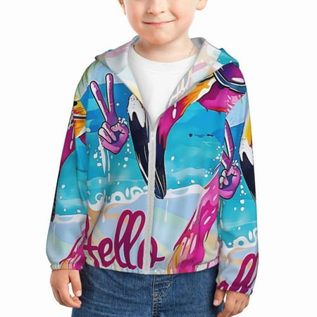 

Zeuib Tropical Flamingo Summer Print Girls & Boys Sun Protection Hoodie with UPF 50+ Children’s Quick-Dry Jacket Perfect for Outdoor Activities-3 Years