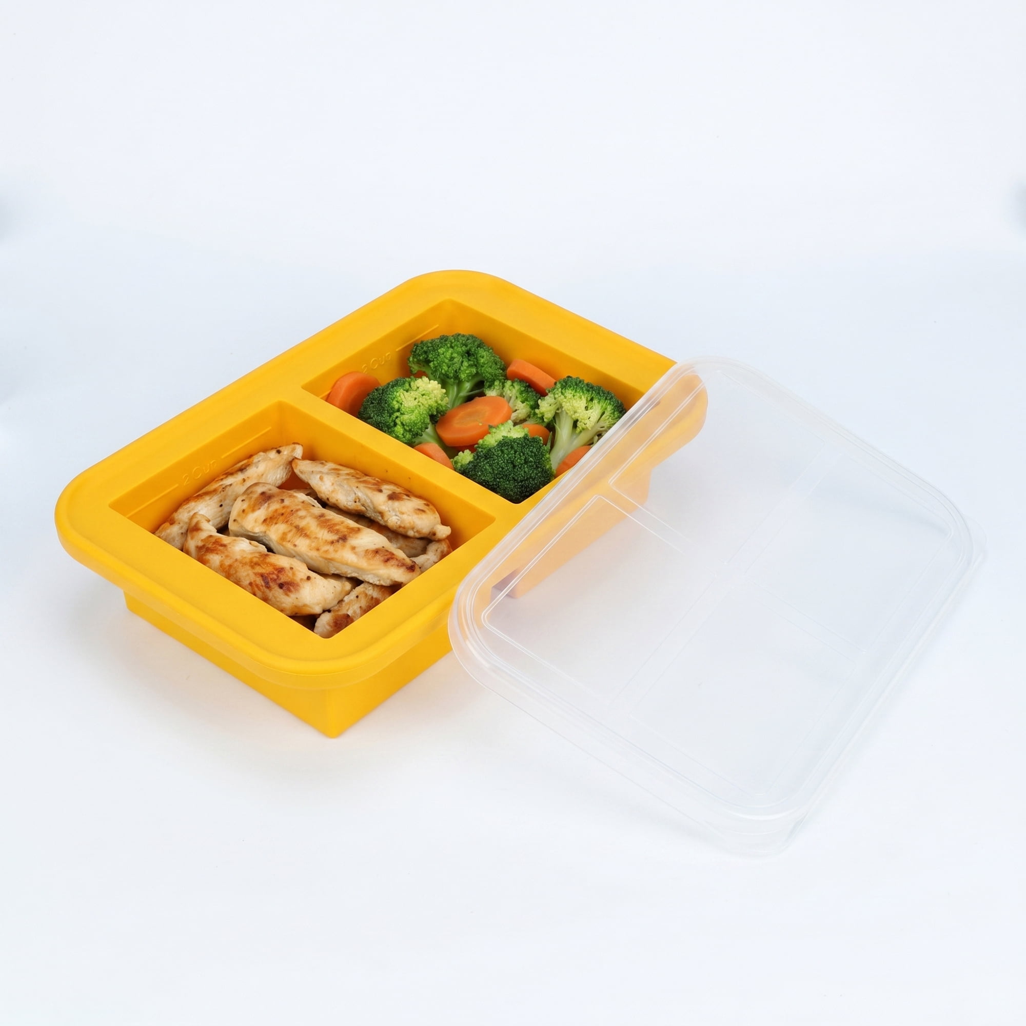 Unique Bargains Silicone Leak-Proof Meal Prep Container Lunch Bento Box Orange-3
