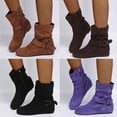 thumbnail image 4 of sweethay 2 piezas, zapatos cálidos para mujer, tacón plano, cierre de otoño, botas cortas térmicas, calzado de altura hasta los tobillos de terciopelo Calzado Talla 37 sweethay AP014778-01, 4 of 6