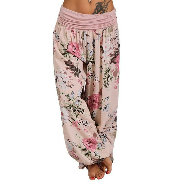 Harem Pants for Women/Women's Yoga Pants with Pockets (S-XXL) Hippie Clothes/Boho  Clothes for Women/Beach Lounge (Floral Dark Blue, Large) : :  Clothing, Shoes & Accessories