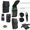 thumbnail image 2 of For Nokia C300 N155DL / Nokia G310 5G / Nokia G42 Vertical Nylon Canvas Holster Universal Cell Phone Pouch Velcro Closure with Credit Card Slot & Belt Clip Loop Carabiner - Black, 2 of 8