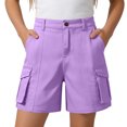 thumbnail image 2 of LIIPEE Girls Cargo Shorts Summer Lightweight Solid Color Comfort Waist Fashion Buttons Shorts With Pockets Kids Cute Loose Fit Daily School Wear,11-12 Years, 2 of 7