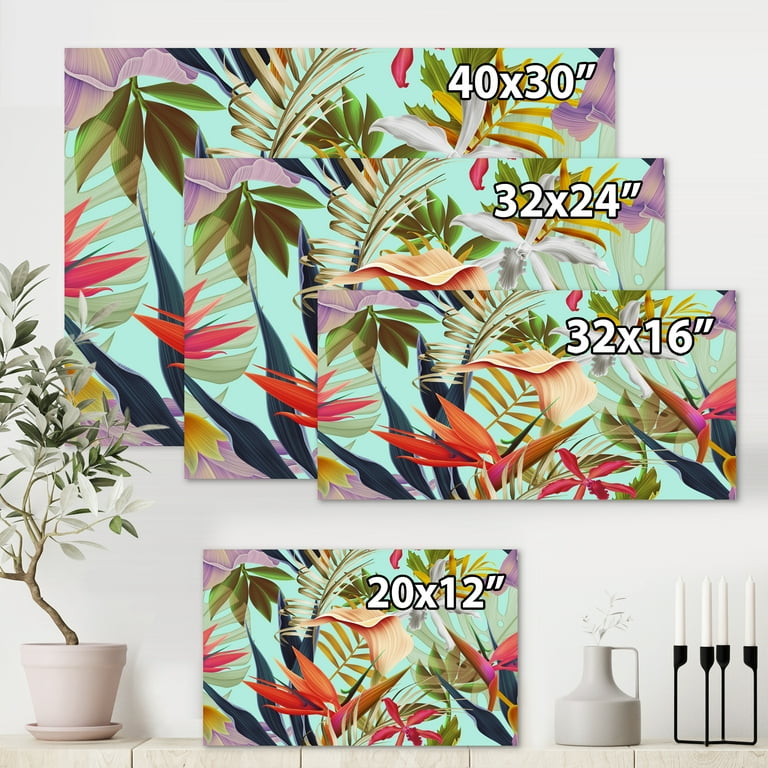 Designart Tropical Flowers II 8x12 Orange Floral Canvas Wall