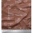 thumbnail image 1 of Soimoi Satin Silk Fabric Check & Airplane Transport Printed Craft Fabric by The Yard 42 Inch Wide, 1 of 1