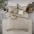 thumbnail image 2 of Madison Park Queen Size Comforter Set 7-Piece Printed Seersucker All Season Modern Taupe Bedding Set, 2 of 9