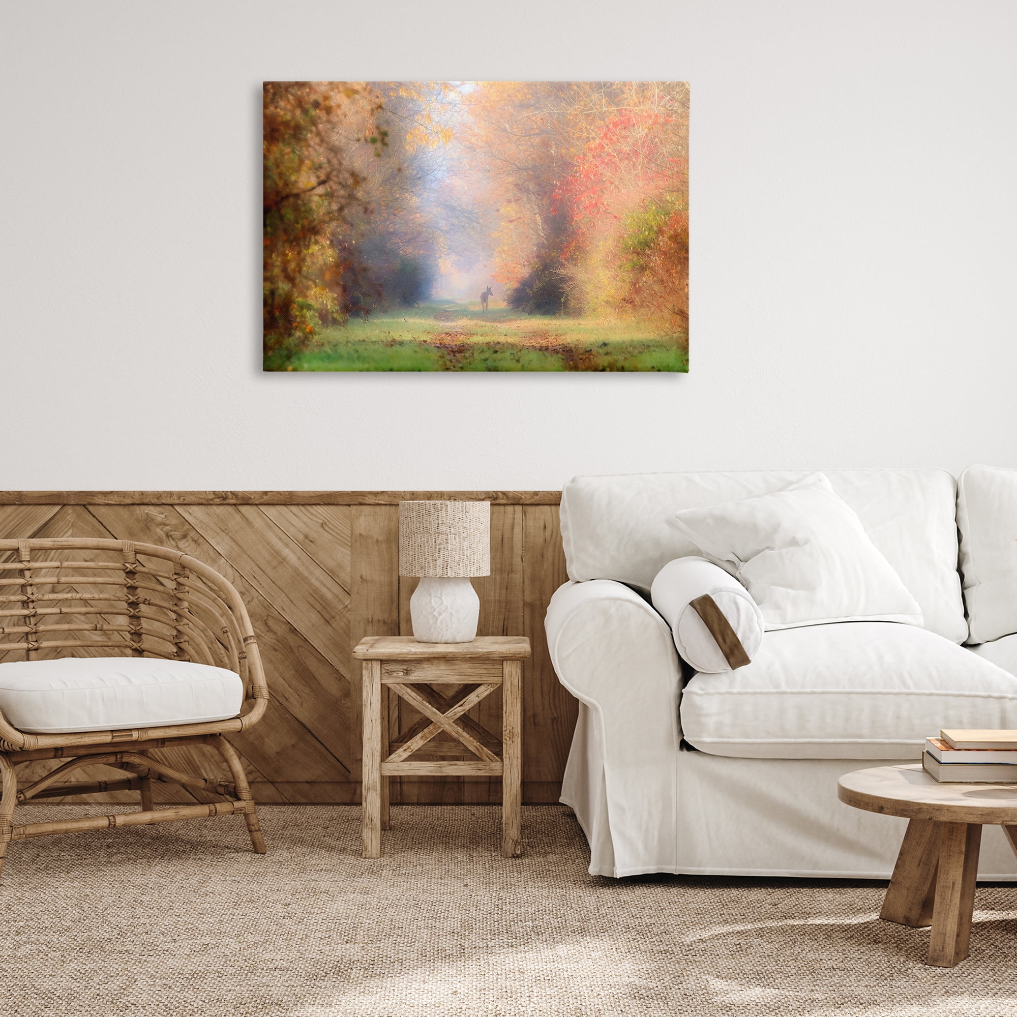 Stupell Industries Foggy Autumnal Forest Landscape & Nature Photography Wrapped Canvas Art Print Wall Art, 36 x 24