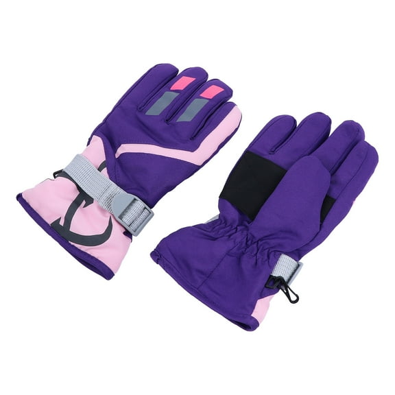 LEORX 1 Pair Mens Outdoor Mittens Purple Fabric Warmth Simple Design Outdoor Gloves
