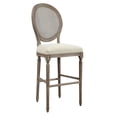 thumbnail image 1 of Emerald Home Salerno Sand Gray 30" Bar Stool with Upholstered Seat, Carved Legs, And Rattan Back, Set of Two, 1 of 4