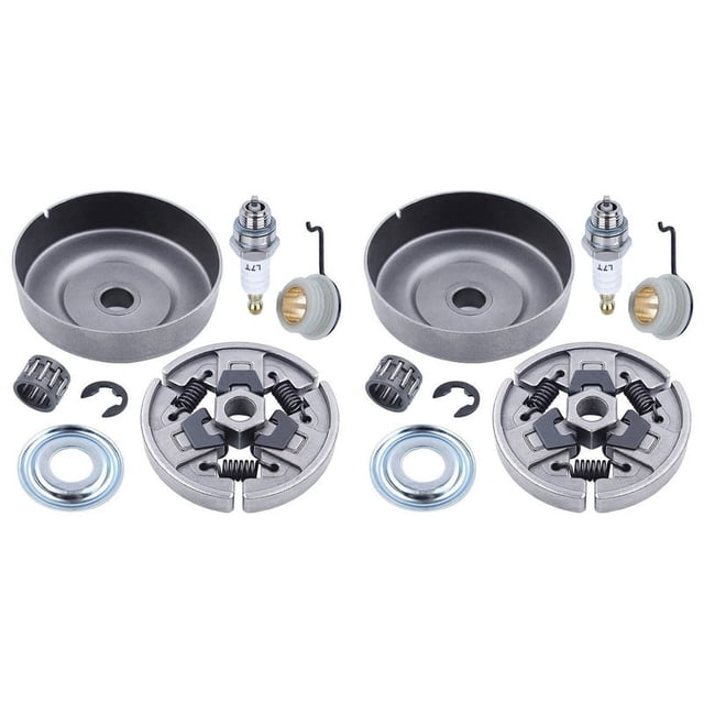 2X Embrague y PiñóN de Motosierra para MS310 MS390 029 039, Piezas de Repuesto con Arandela de Rodamiento de Agujas, Engranaje Helicoidal con Clip ElectróNico