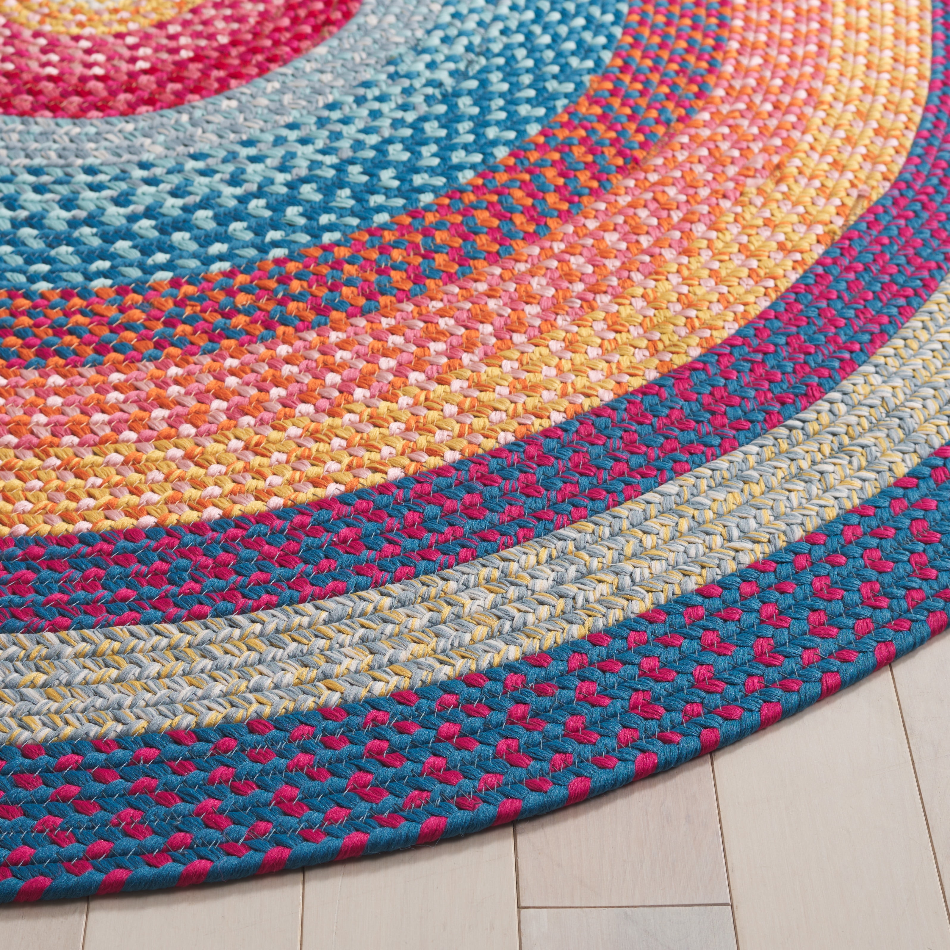 Safavieh Braided Ellen Bordered Machine Washable Reversible Area Rug, Red/Orange, 8' x 10' Oval