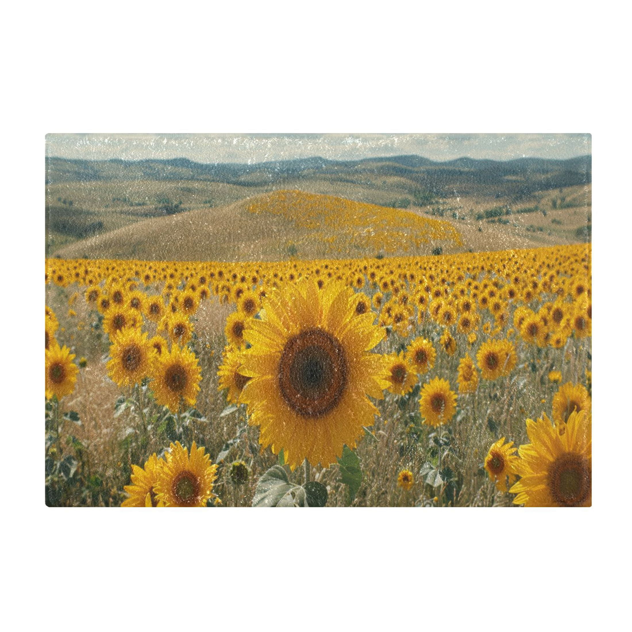 Toilet Rug Set Non-Slip Bathroom Rugs Soft Plush Machine Washable Contour Bath Mat Sunflower Sea 24x20/24x16