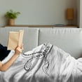 thumbnail image 3 of Kraken Soft Flannel Fleece Throw Blanket, Mythicary Creature Tentacles on the Sea Wave Fantasy Sketchy Illustration, Cozy Plush for Indoor and Outdoor Use, 50" x 70", Black White, by Ambesonne, 3 of 5