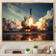 thumbnail image 1 of Designart Space shuttle framed wall art decor, Space Shuttle framed wall Art, Epic Launch Space Shuttle framed wall art I , Extra large Modern Gold framed wall art, 20x12 inches Gold Frame, 1 of 5