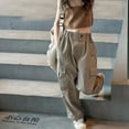 thumbnail image 3 of GYRATEDREAM Girls Cargo Pants Wide Leg Streetwear SweatPants with Pockets Causl Trendy Jogger Trousers 6-14 Years, 3 of 7