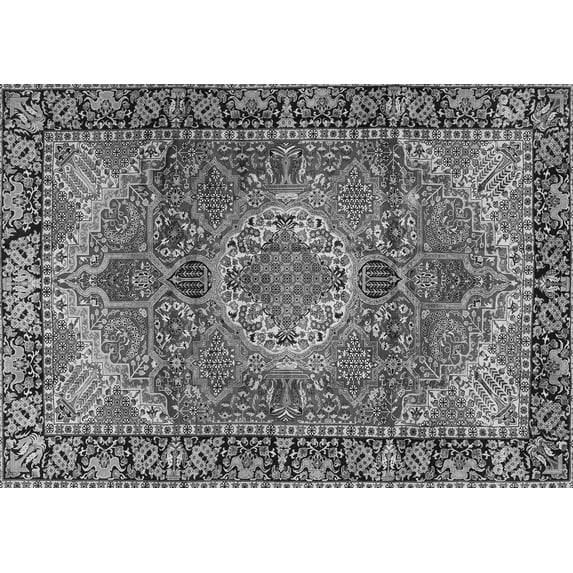 Ahgly Company Indoor Rectangle Medallion Gray Traditional Area Rugs, 3' x 5'