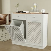 FULLWATT Dual Compartment Cabinet Trash Can, White