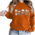 thumbnail image 2 of Lilgiuy Women's Loose Halloween Shirts Cute Graphic Round Neck Hoodless Sweatshirts Long Sleeve Pullover Pullover Tops for Running Tennis Hiking Orange, 2 of 5