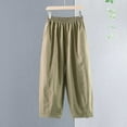 thumbnail image 2 of LMOIPLI Women's Vintage Palazzo Pants for Women Elastic High Waist Fashion Summer Clothes Slim Palazzo Pants for Women Sports Jogger Crop Pants Plain Color Army Green XL, 2 of 3