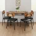 thumbnail image 2 of 5-Piece Dining Table Set for 4 with Storage Rack – Wood Tabletop, Heavy-Duty Metal Frame, Upholstered Chairs – Dining Room Set for Small Space, Apartment – Brown, 2 of 7