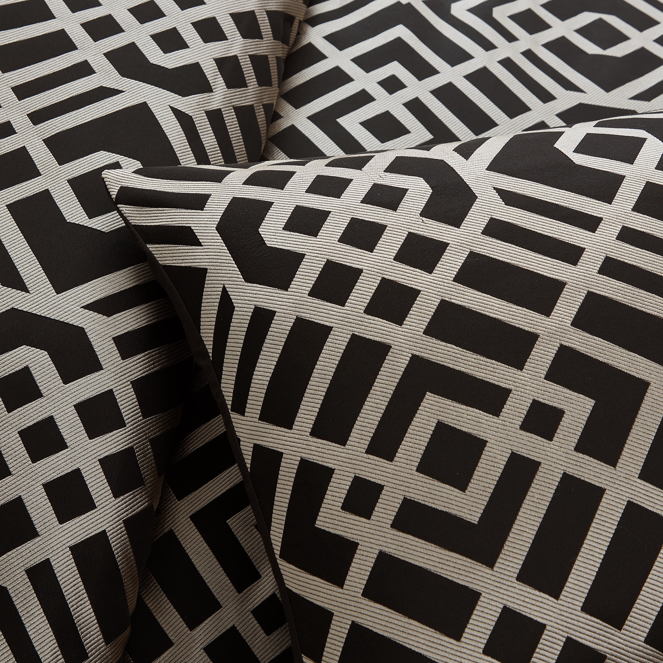 Mainstays Glen 7-Piece Black/Gold Geometric Polyester Comforter Set, King