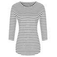 thumbnail image 5 of Summer Akafmk 3/4 Sleeve Shirts for Women,Summer Womens Striped T Shirts,Fashion Casual 1/2 Sleeve Print Ladies Round Neck Blouse, 5 of 5