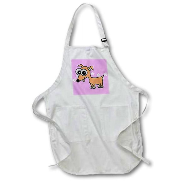 3dRose, Chihuahua and Paw prints , Medium Length Apron with Pouch Pockets 22w x 24l