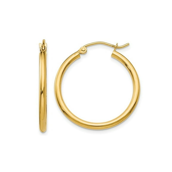 Primal Gold 14K Yellow Gold 2x25mm Lightweight Tube Hoop Earrings