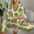 thumbnail image 6 of Bingfone Womens Pajama Sets Cute Cartoon Cactus Print,Long Sleeve Loungewear Pajamas Set-Medium, 6 of 8