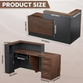 thumbnail image 2 of Esheno Modern Wooden L Shaped Reception Desk 71 inch Commercial Counter with Lockable Drawers and Cabinet Walnut Finish Left Side Storage for Office Lobby School, 2 of 8