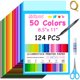 thumbnail image 1 of Papel cartulina Nidkoud 124 hojas, 50 colores, 200 g/m², 21.6 x 27.9 cm, 1 of 9