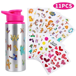 DigHealth Decorate Your Own Water Bottle for Girls with Stickers, 500 ML  DIY BPA Free Aluminum Drinking Water Bottle, Kids Water Bottle Craft Kit  for Girl 