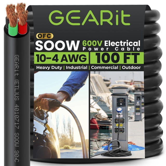 Cable de Alimentación GEARit 30 m Calibre 10/4 SOOW 600V 4 Conductores