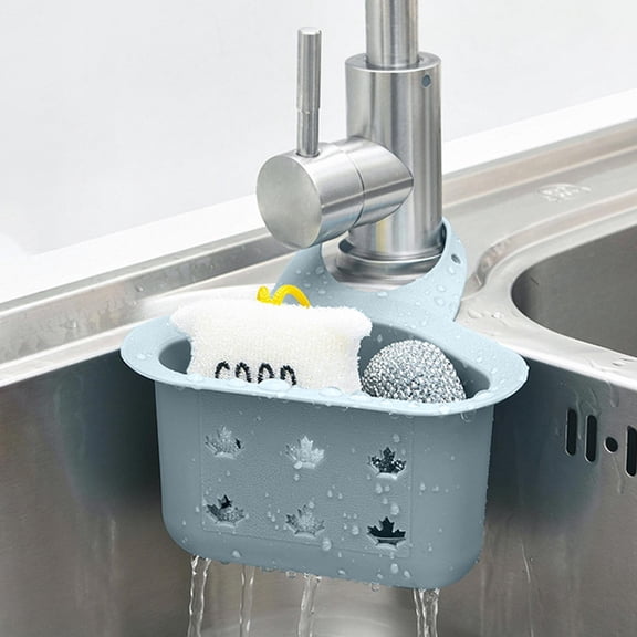 Linnome No Install Kitchen Sink Drainer Basket Hanging Over Faucet Dish Rack Utensil Storage Caddy Space Saving Organizer