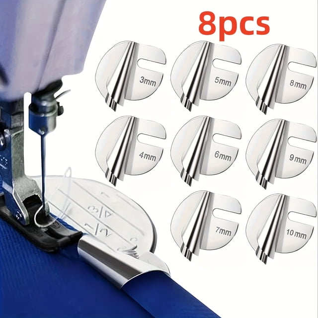 LEEYNEER 8pcs Universal Sewing Rolled Hem Feet Set Featuring 8 Different Sizes of Wide Hem Presser Feet Suitable for Sewing Machines Including Both Home And Industrial Models