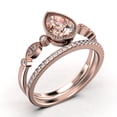 thumbnail image 3 of Dazzling Boho & hippiepie 1.75 Carat Pear Cut Morganite And Diamond Moissanite Engagement Ring, Classic Wedding Ring, One Matching Band in 10k Solid Rose Gold, Birthday Gift, Promise Ring, 3 of 3