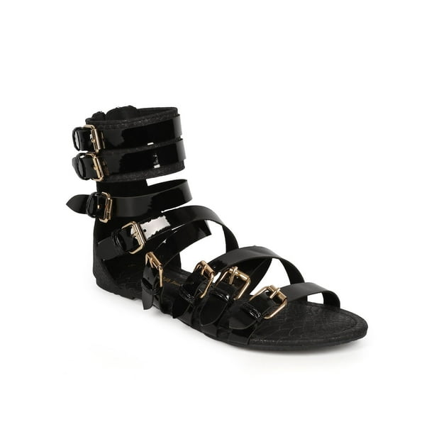 black buckle gladiator sandals