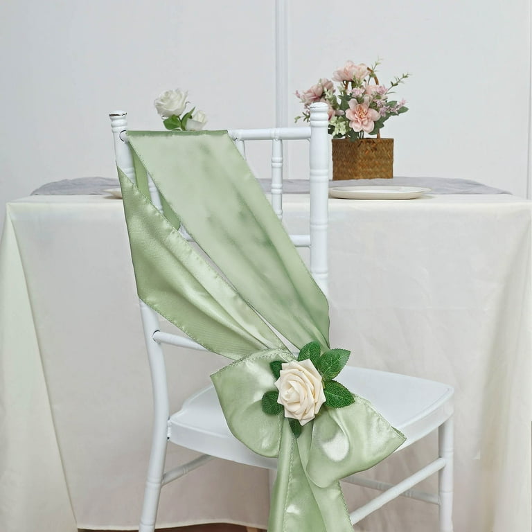 Lann's Linens 50 Satin Wedding Chair Cover Bow Sashes - Ribbon Tie Back  Sash - Black