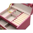 thumbnail image 5 of Jewelry Boxes for Women Girls, Jewelry Organizer Box with Mirror, 3 Layers Jewelry Storage Organizer for Earring, Ring, Necklace, Bracelets (Red), 5 of 7