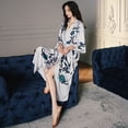thumbnail image 3 of Pijama de satén para mujer, de verano, de talla grande, ligero, de lujo, con mangas de siete puntos, camisón fresco, bata de baño, ropa de casa para mujer WP2669, 3 of 6