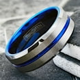 thumbnail image 4 of Tungsten Rings for Men Wedding Bands for Him 6mm Silver Blue Line, 4 of 9