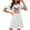 thumbnail image 3 of Elvqul Nightgowns for Women Pajamas Dress for Women White Short Pull on Short Sleeve Nightgowns, 3 of 5